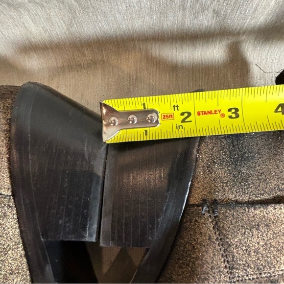 & OTHER STORIES SZ 9 Rare Old Gold Black Pull On Pointy Toe Stacked Heel Booties - Picture 5 of 11